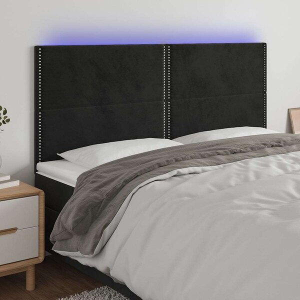 VidaXL fekete bársony LED-es fejtámla 200x5x118/128 cm