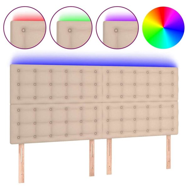 VidaXL cappuccino műbőr LED-es fejtámla 160x5x118/128 cm