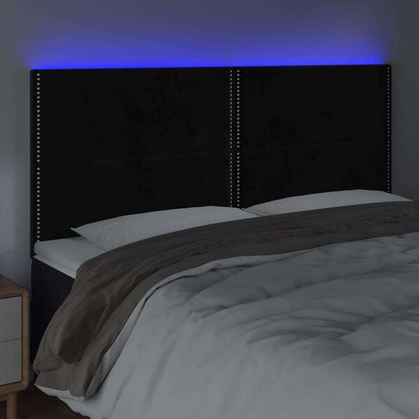 VidaXL fekete bársony LED-es fejtámla 200x5x118/128 cm