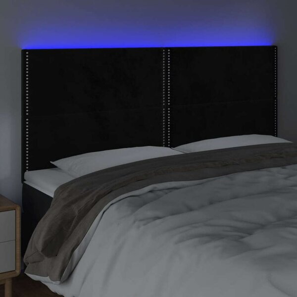 VidaXL fekete bársony LED-es fejtámla 200x5x118/128 cm