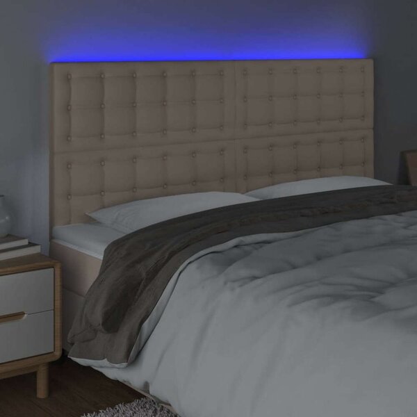 VidaXL cappuccino műbőr LED-es fejtámla 160x5x118/128 cm