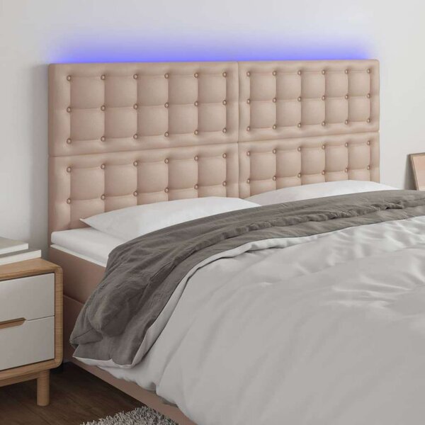 VidaXL cappuccino műbőr LED-es fejtámla 160x5x118/128 cm