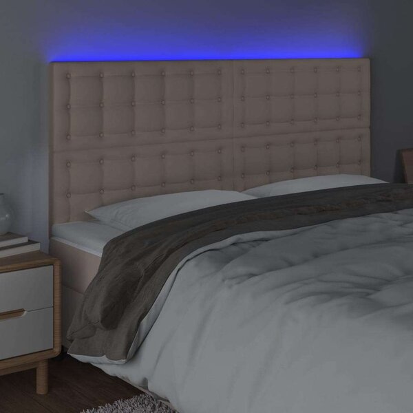 VidaXL cappuccino műbőr LED-es fejtámla 160x5x118/128 cm