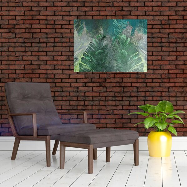 Kép - Beton textúra levelekkel (70x50 cm)