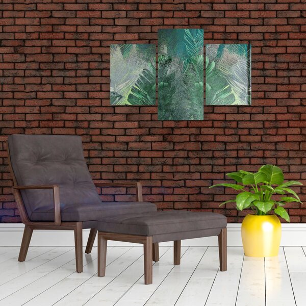 Kép - Beton textúra levelekkel (90x60 cm)