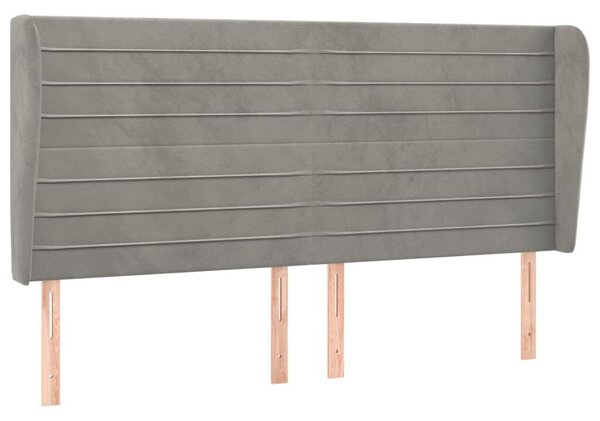 VidaXL Bársony Fejtámla Szárnyakkal - Világosszürke - 183x23x118/128cm