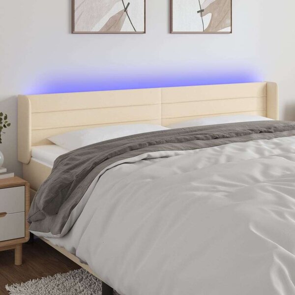 VidaXL krémszínű szövet LED-es fejtámla 203 x 16 x 78/88 cm