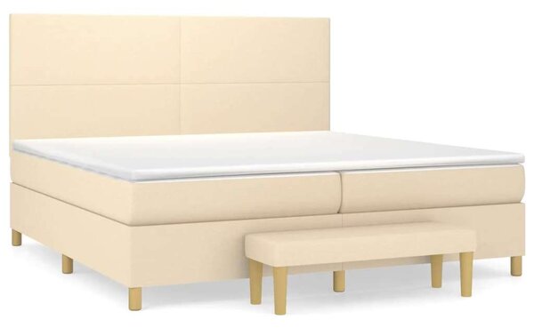 VidaXL Krémszínű Ágy 200x200 cm - Zsebrugós Matraccal és Padlólappal