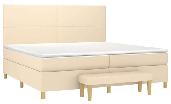 VidaXL Krémszínű Ágy 200x200 cm - Zsebrugós Matraccal és Padlólappal