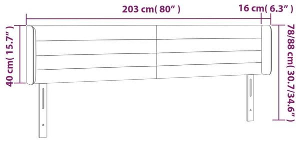 VidaXL krémszínű szövet LED-es fejtámla 203 x 16 x 78/88 cm