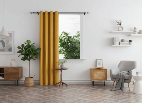 OXFORD sárga függöny 140x250 cm Felfüggesztés: Hullámos sínszalag