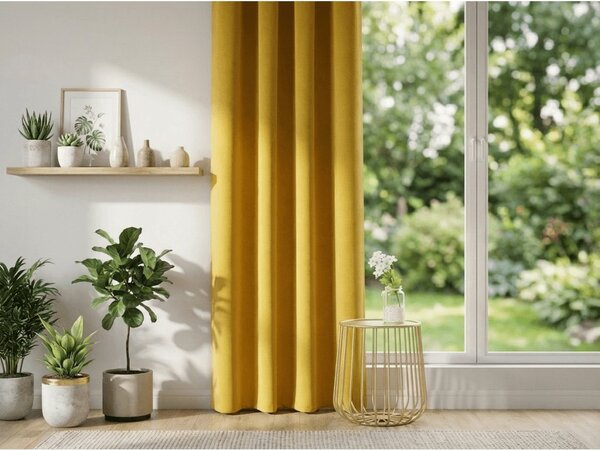OXFORD sárga függöny 140x250 cm Felfüggesztés: Hullámos sínszalag
