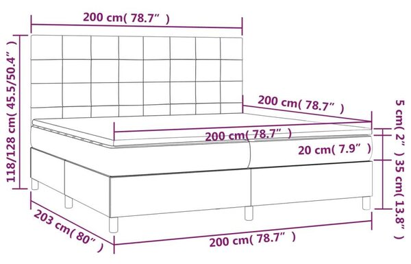 VidaXL Bársony Ágy Matraccal - 200x200 cm