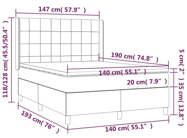 VidaXL tópszínű szövet rugós ágy matraccal 140 x 190 cm