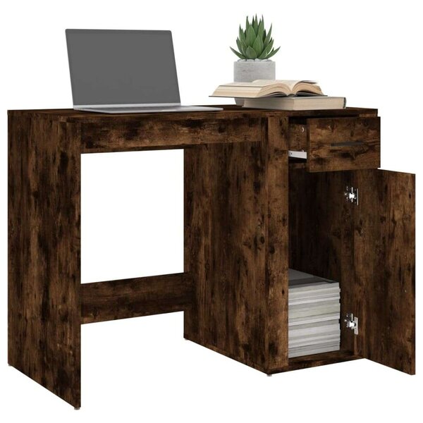 VidaXL füstös tölgy színű szerelt fa íróasztal 100x49x75 cm