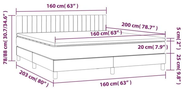 VidaXL Ágy - Zsebrugós Matraccal, LED-es - 160x200 cm