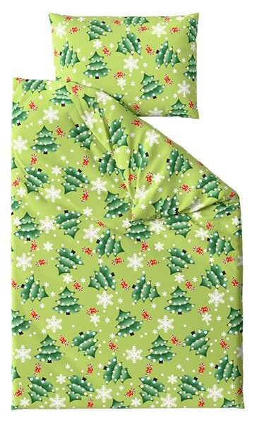 Mikroszálas flanel ágyneműhuzat CHRISTMAS TREE zöld Ágyneműhuzat mérete: 2 db 70 x 90 cm | 200 x 220 cm