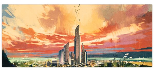 Kép - Festett város (120x50 cm)