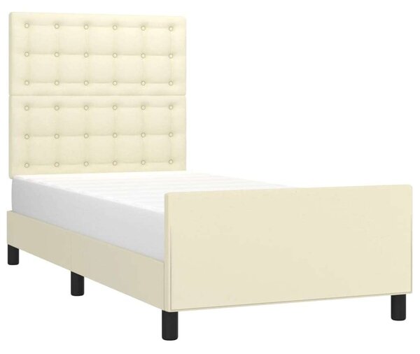 VidaXL krémszínű műbőr ágykeret fejtámlával 90x190 cm