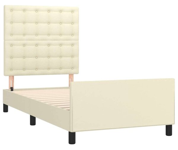 VidaXL krémszínű műbőr ágykeret fejtámlával 90x190 cm