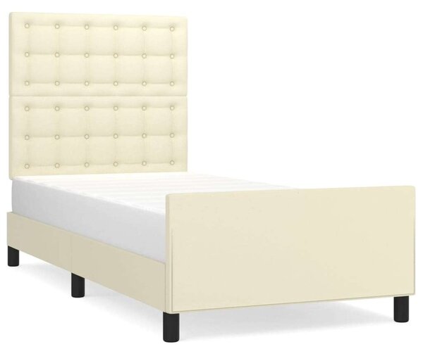 VidaXL krémszínű műbőr ágykeret fejtámlával 90x190 cm