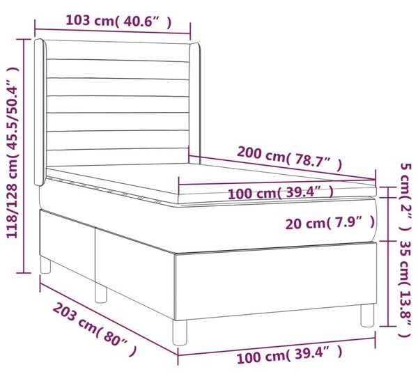 VidaXL Ágy - 100x200 cm - Sötétbarna Szövet