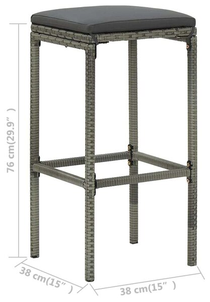 VidaXL Polyrattan Bárszék - 4 db - Szürke