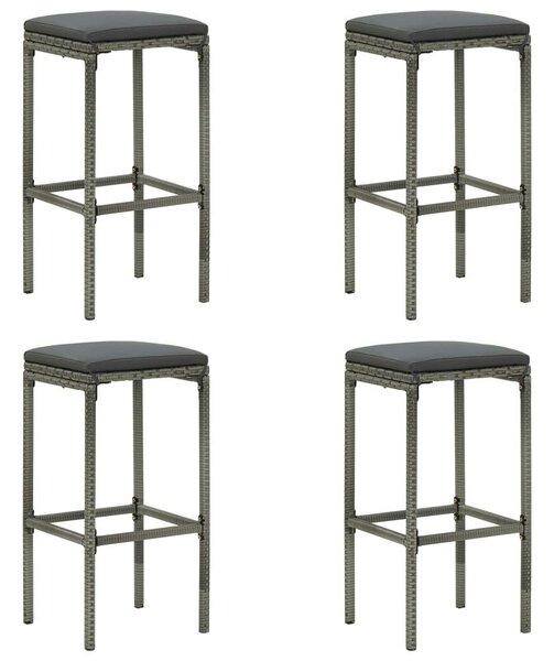 VidaXL Polyrattan Bárszék - 4 db - Szürke
