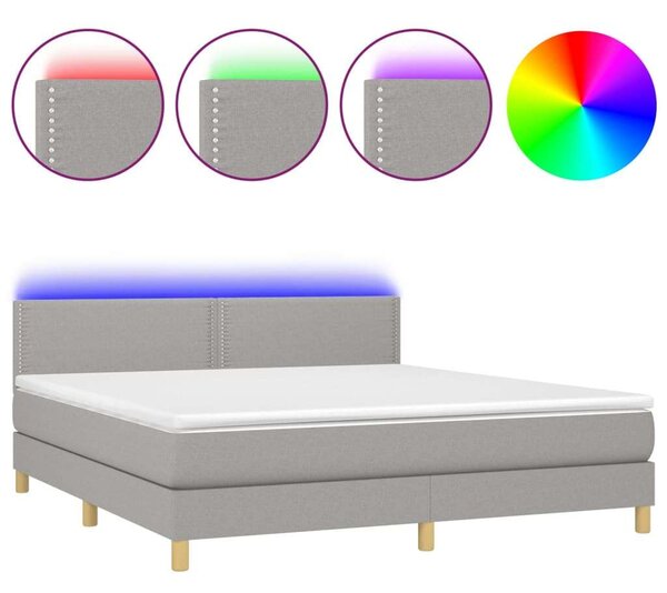 VidaXL világosszürke szövet rugós és LED-es ágy matraccal 160x200 cm