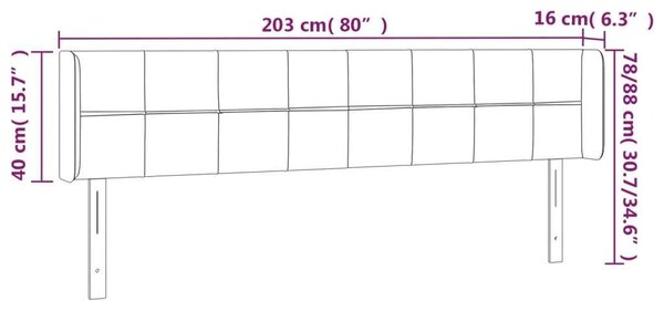 VidaXL krémszínű szövet LED-es fejtámla 203 x 16 x 78/88 cm