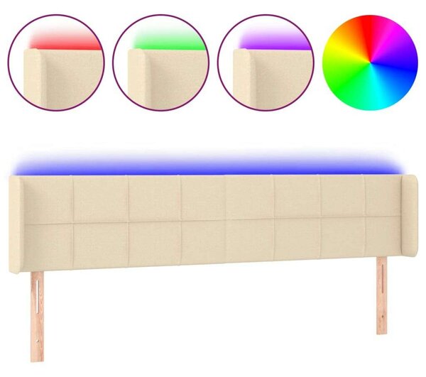VidaXL krémszínű szövet LED-es fejtámla 203 x 16 x 78/88 cm