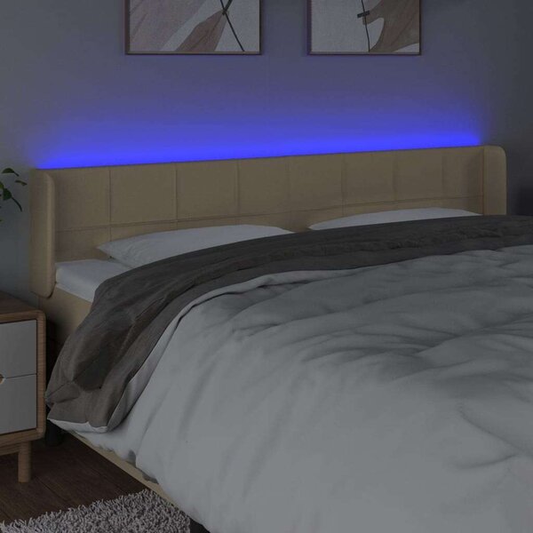 VidaXL krémszínű szövet LED-es fejtámla 203 x 16 x 78/88 cm