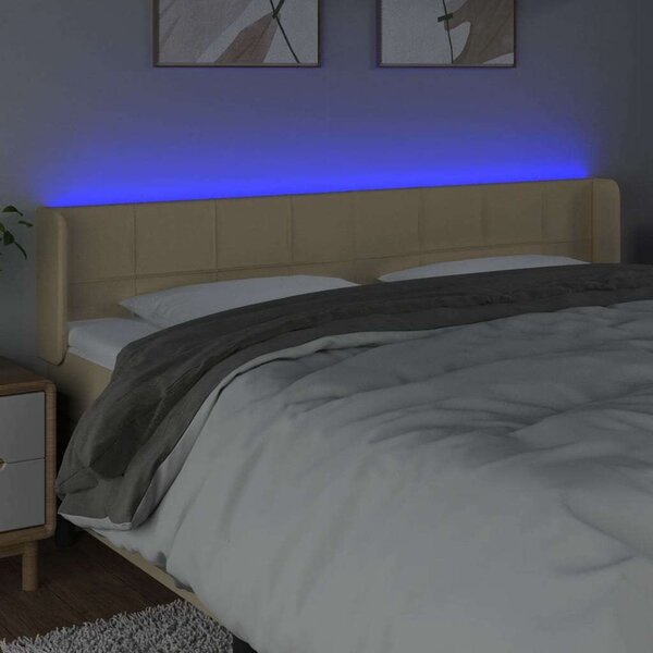 VidaXL krémszínű szövet LED-es fejtámla 203 x 16 x 78/88 cm