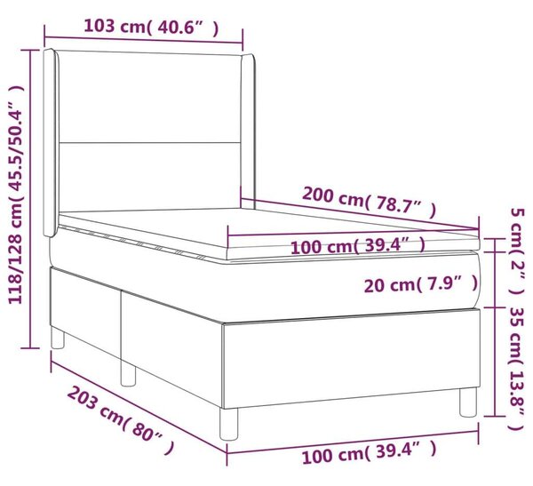 VidaXL Fekete Műbőr Ágy Matraccal - 100x200 cm