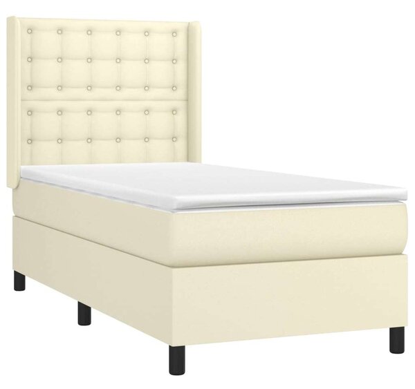 VidaXL krémszínű műbőr rugós ágy matraccal és LED-del 90x200 cm