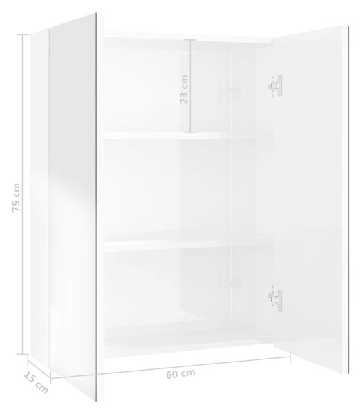 VidaXL Fürdőszobaszekrény - Tükör - 60x15x75 cm