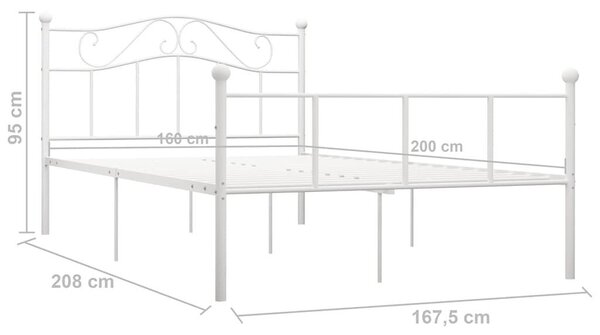 VidaXL Fehér Fém Ágykeret - 160x200 cm
