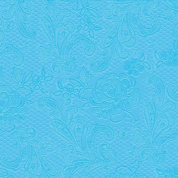 Lace embossed light blue papírszalvéta 25x25cm, 15db-os