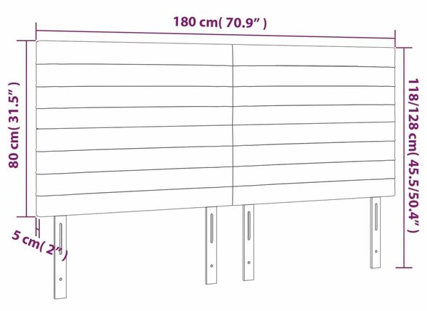 VidaXL Bársony Fejtámla - 4 db - Sötétszürke - 180cm