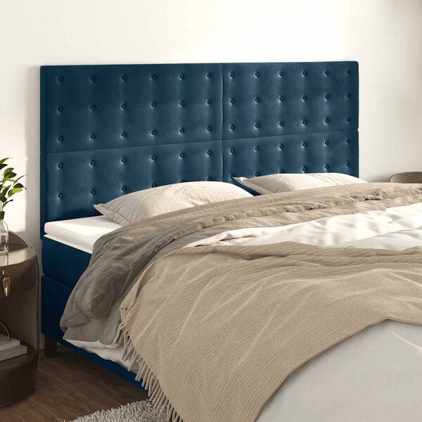 VidaXL 4 db sötétkék bársony fejtámla 80 x 5 x 78/88 cm
