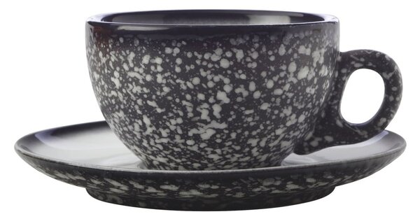 Caviar Granite fekete kerámia csésze és csészealj, 250 ml - Maxwell & Williams