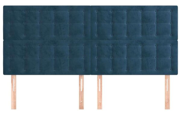 VidaXL 4 db sötétkék bársony fejtámla 80 x 5 x 78/88 cm