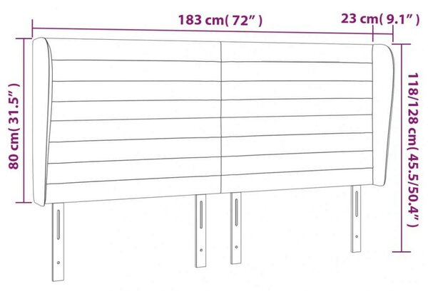 VidaXL Fejtámla Szárnyakkal - Sötétszürke Szövet - 183x23x118/128 cm