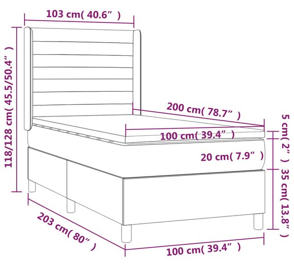 VidaXL Ágy - Sötétszürke Szövet - 100x200 cm