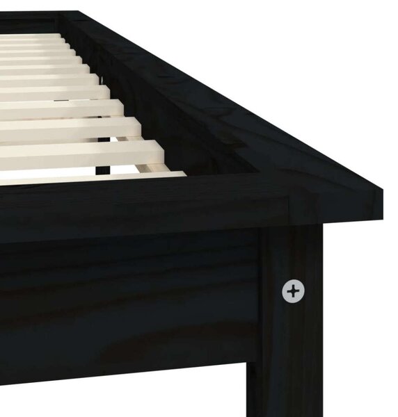 VidaXL Fekete Tömör Fenyőfa Ágykeret - 160x200 cm