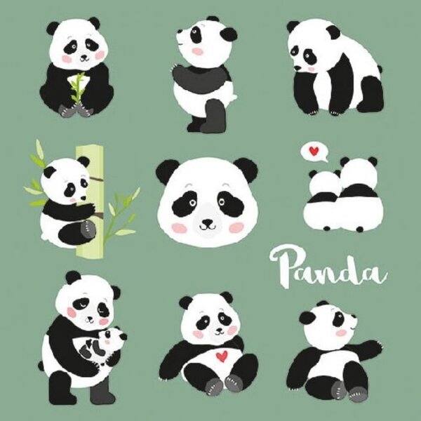 Panda Bears papírszalvéta 33x33cm, 20db-os