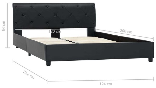 VidaXL fekete műbőr ágykeret 120 x 200 cm