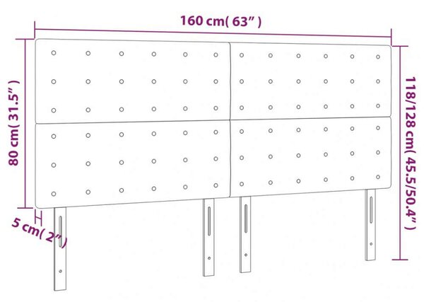 VidaXL LED Fejtámla - Fekete Szövet - 160x5x118/128cm