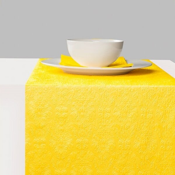 Elegance yellow dombornyomott papír asztali futó 33x600cm