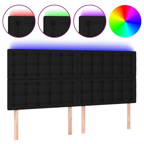 VidaXL LED Fejtámla - Fekete Szövet - 160x5x118/128cm